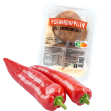 Pofaardappel met knoflooksaus of bio+ puntpaprika